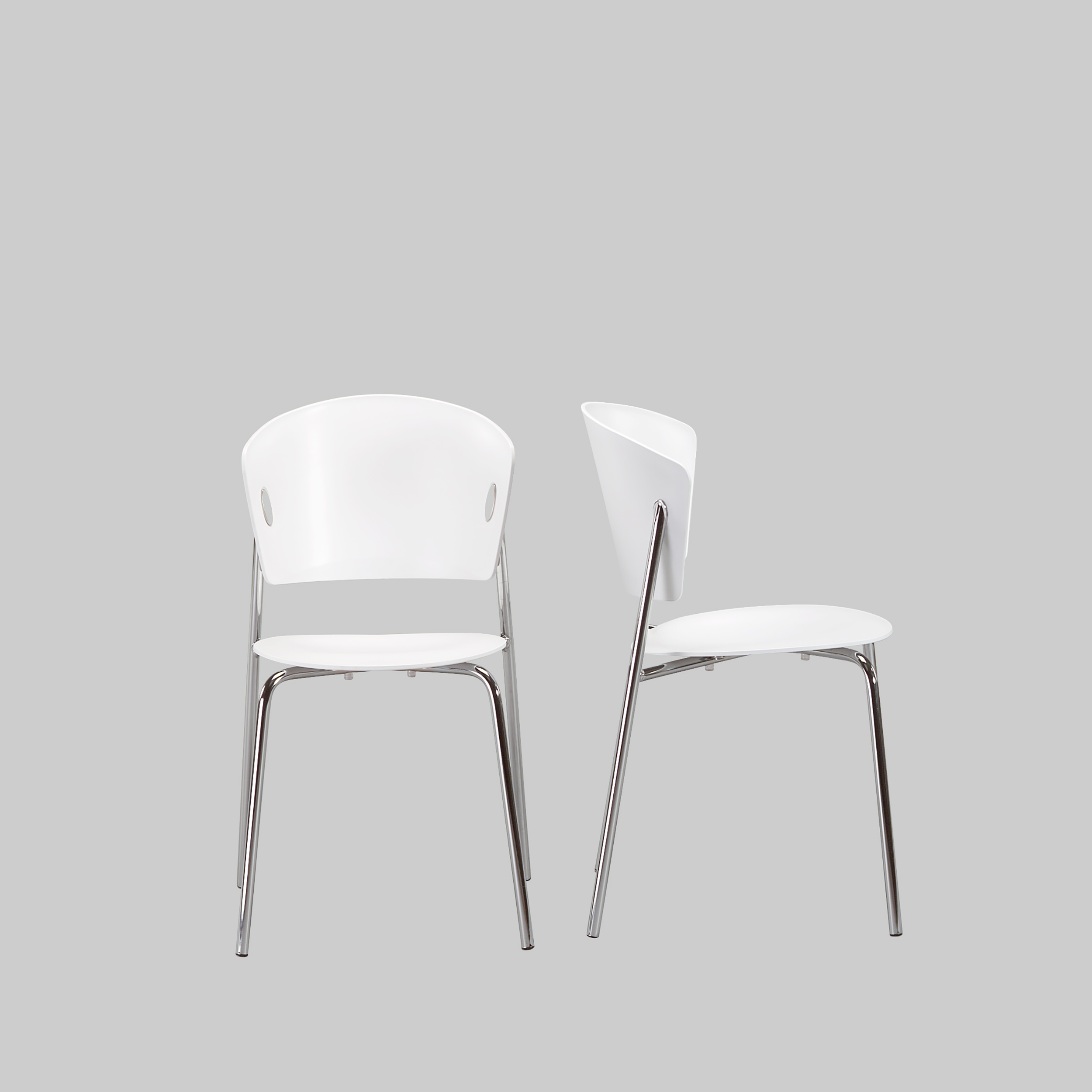 Stuhl GIO Weiss / Chrom mieten bei ADEXPO