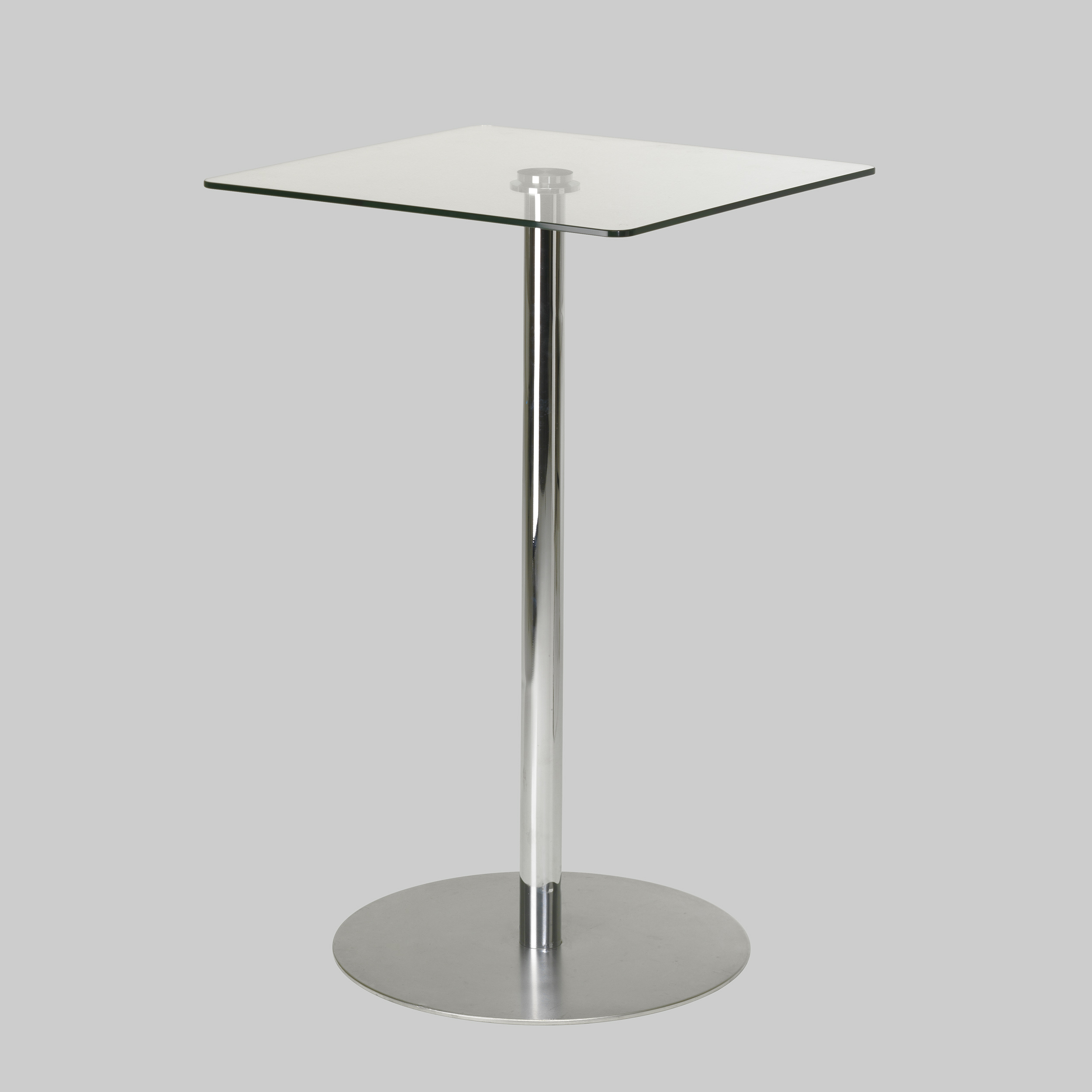 Stehtisch BRIO 70×70 Transparent / Chrom mieten bei ADEXPO