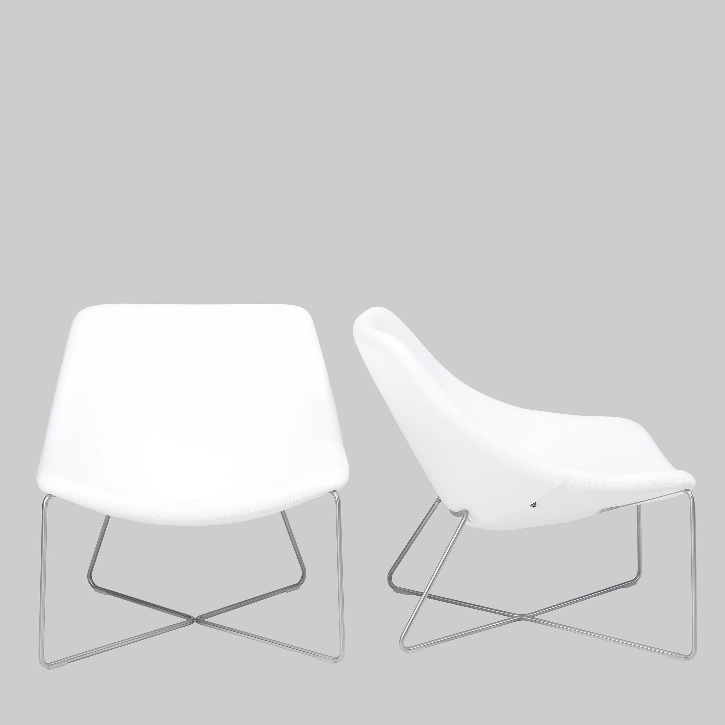 Sessel MISHELL Weiss / Edelstahl mieten bei ADEXPO