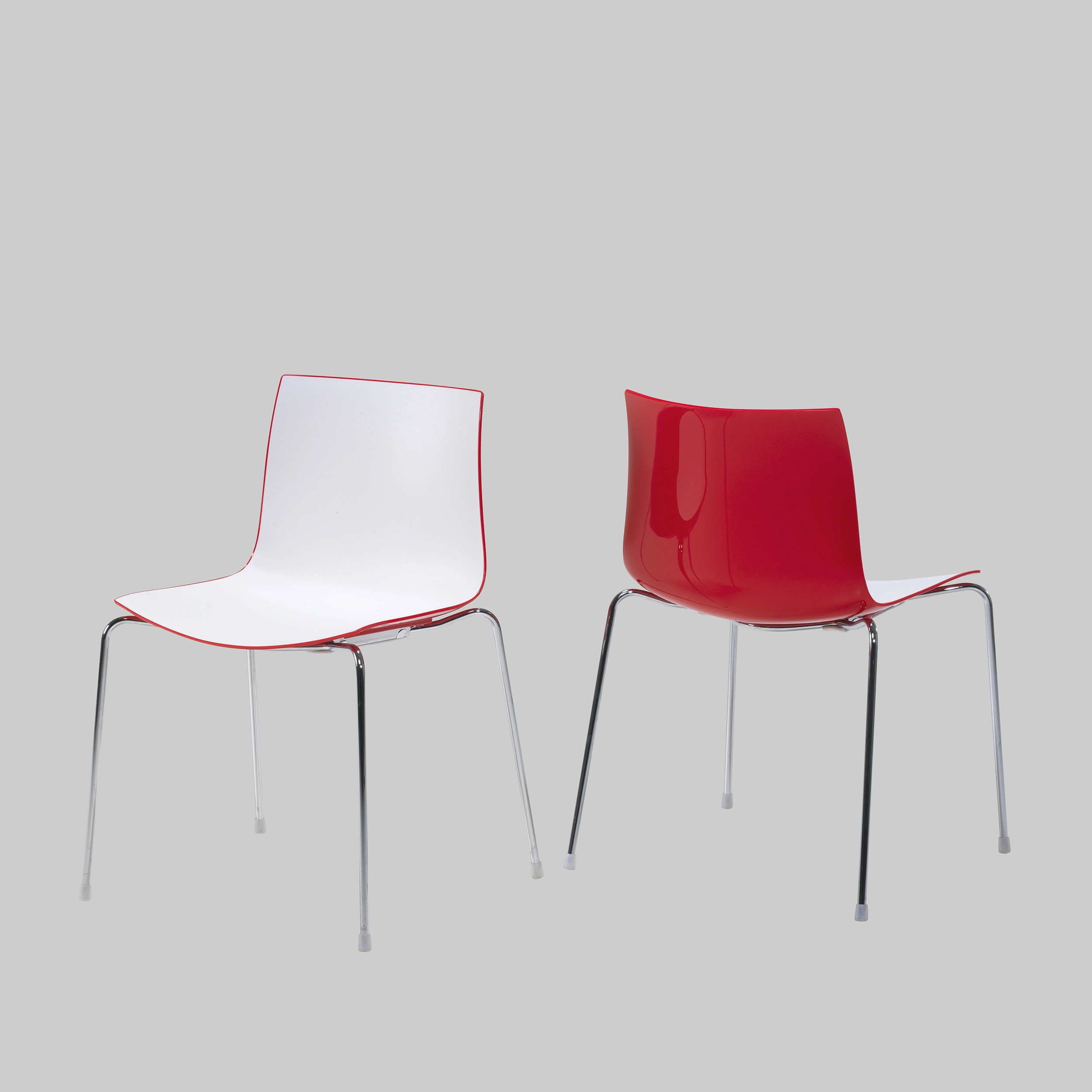 Stuhl CATIFA 53 Weiss-Rot / Chrom mieten bei ADEXPO