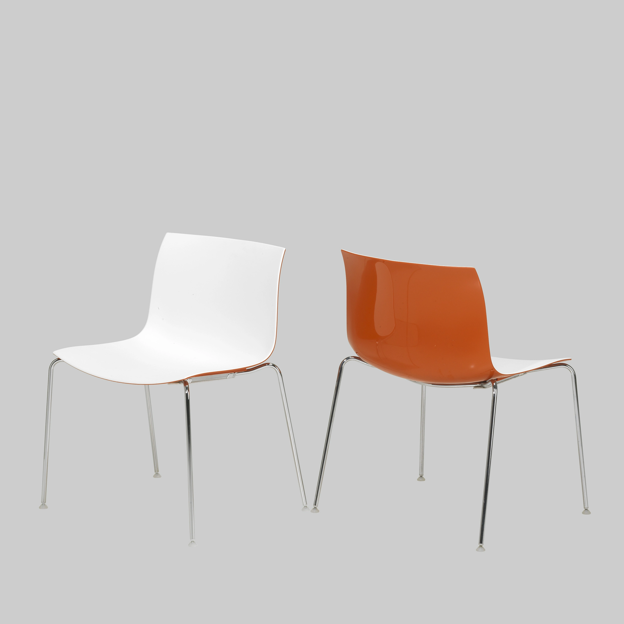 Stuhl CATIFA 53 Weiss-Orange / Chrom mieten bei ADEXPO