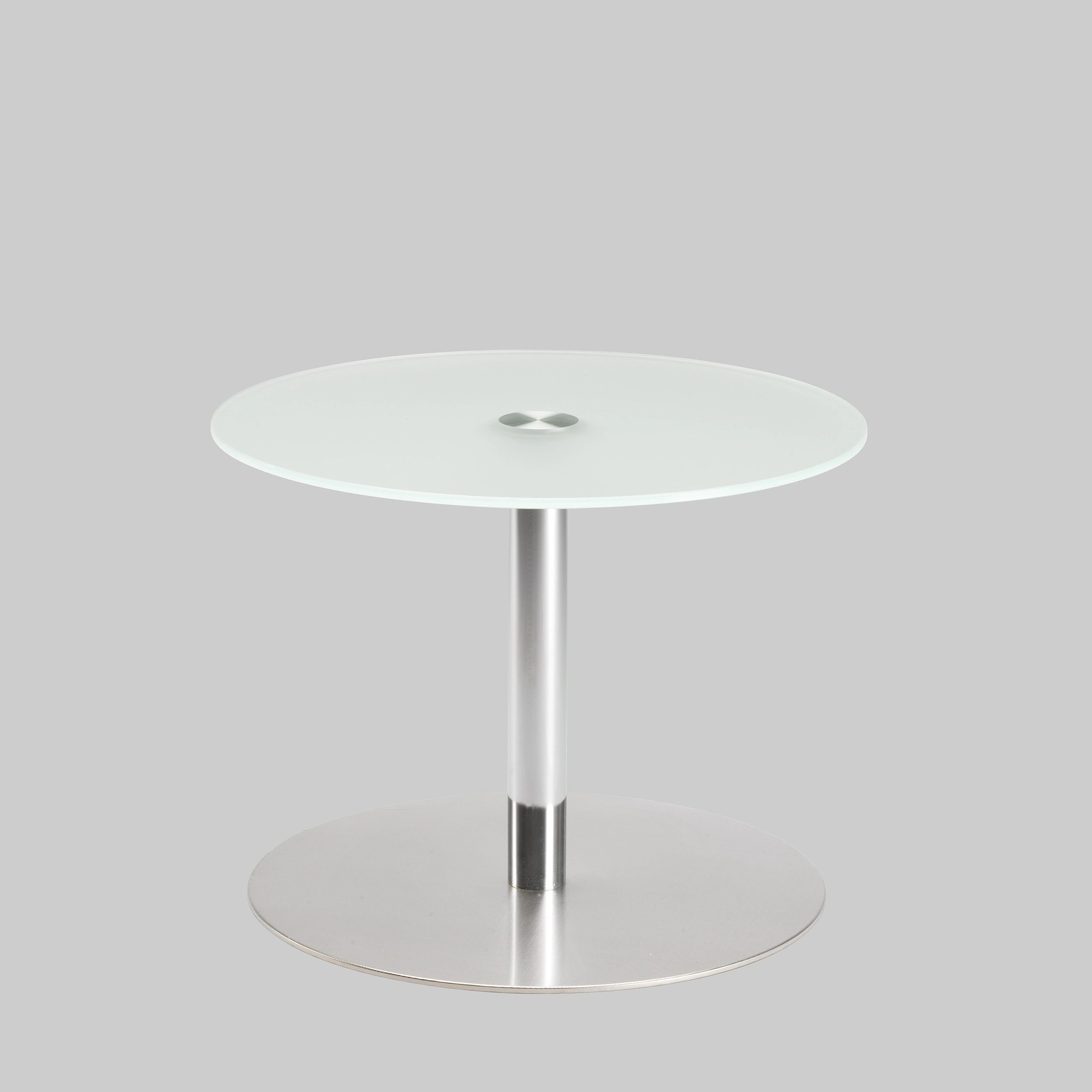 Beistelltisch BRIO Ø65 Glas satiniert / Chrom mieten bei ADEXPO