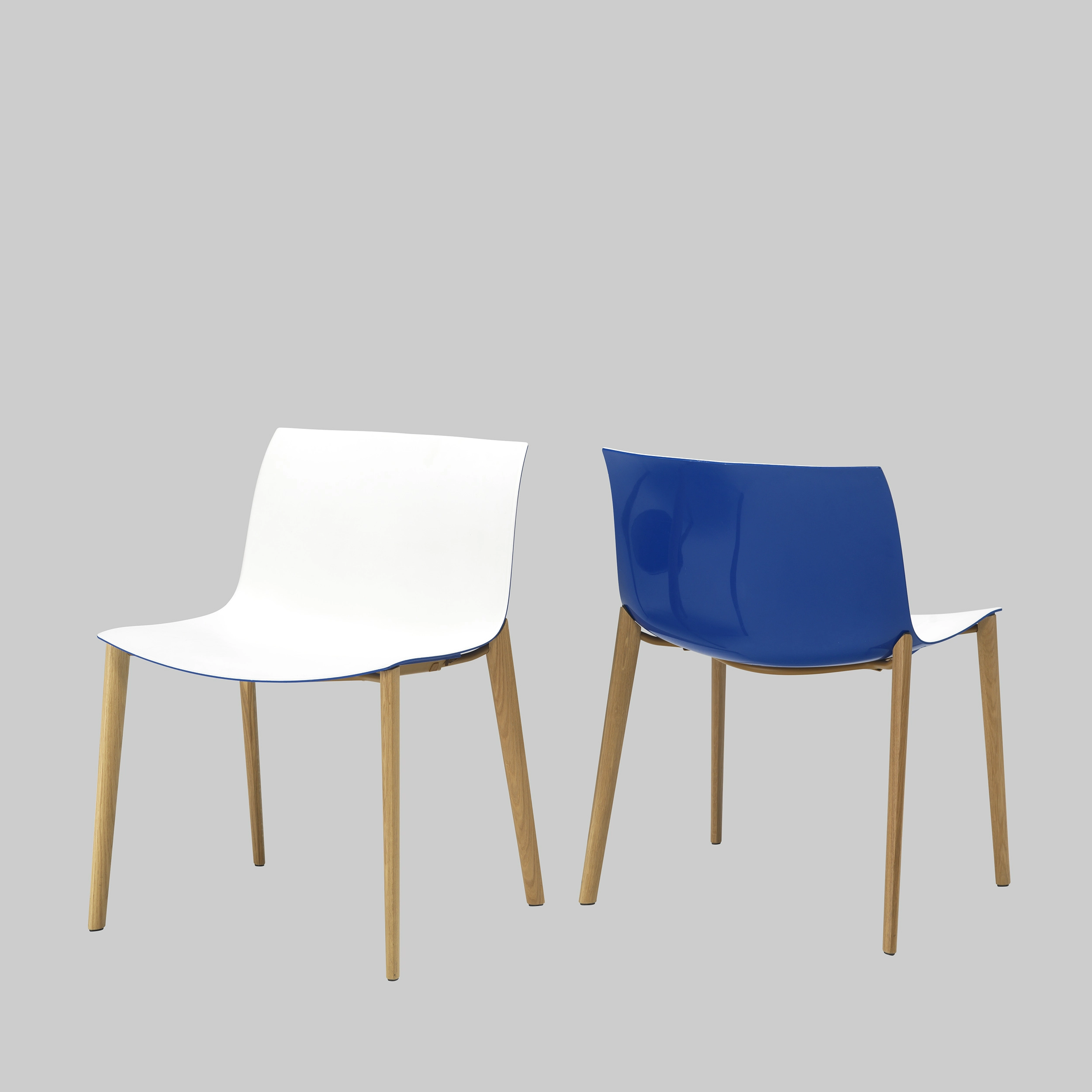 Stuhl CATIFA 53 Wood Weiss-Dunkelblau / Eiche mieten bei ADEXPO