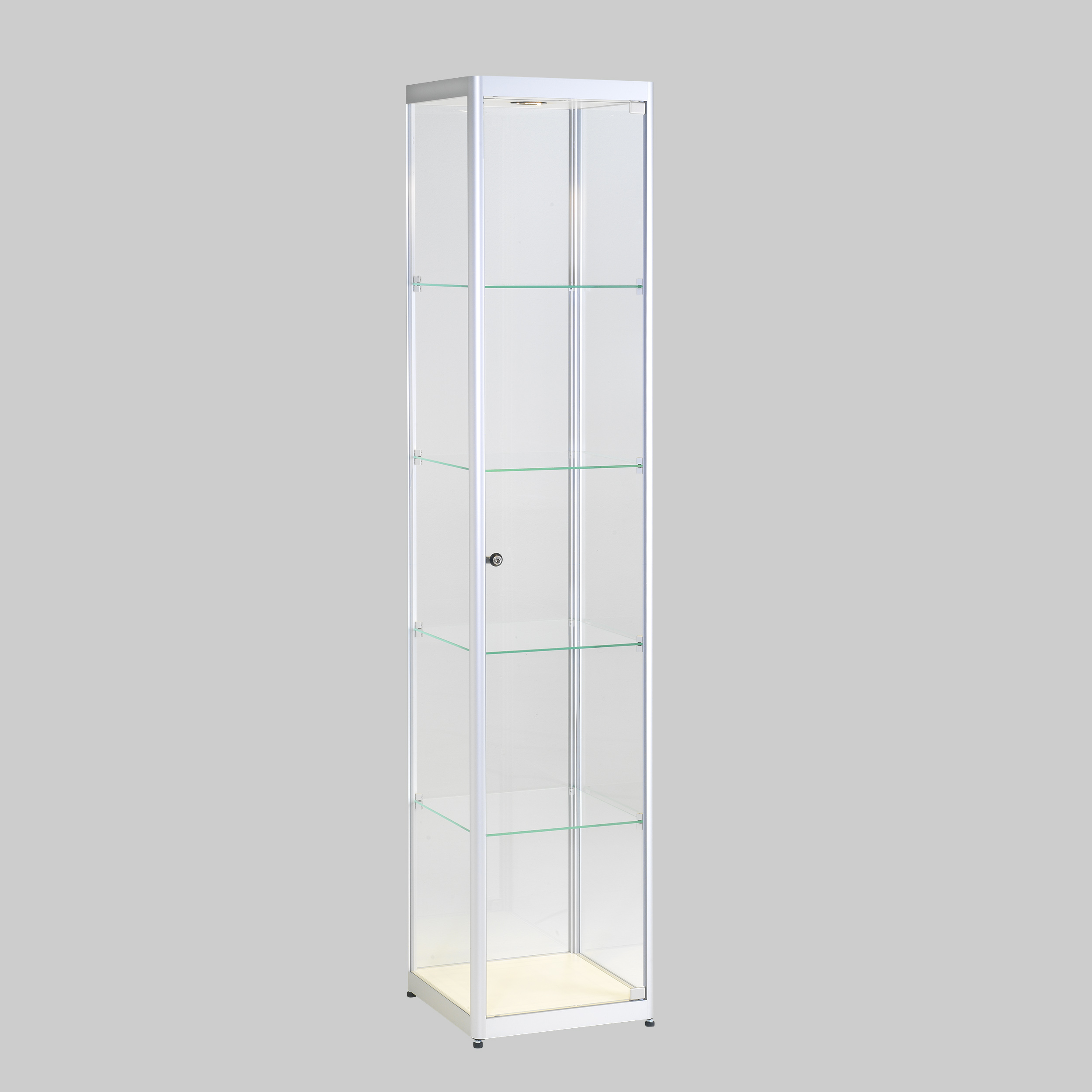 Vitrine MANDY LED / 40x40x200 Aluminium mieten bei ADEXPO