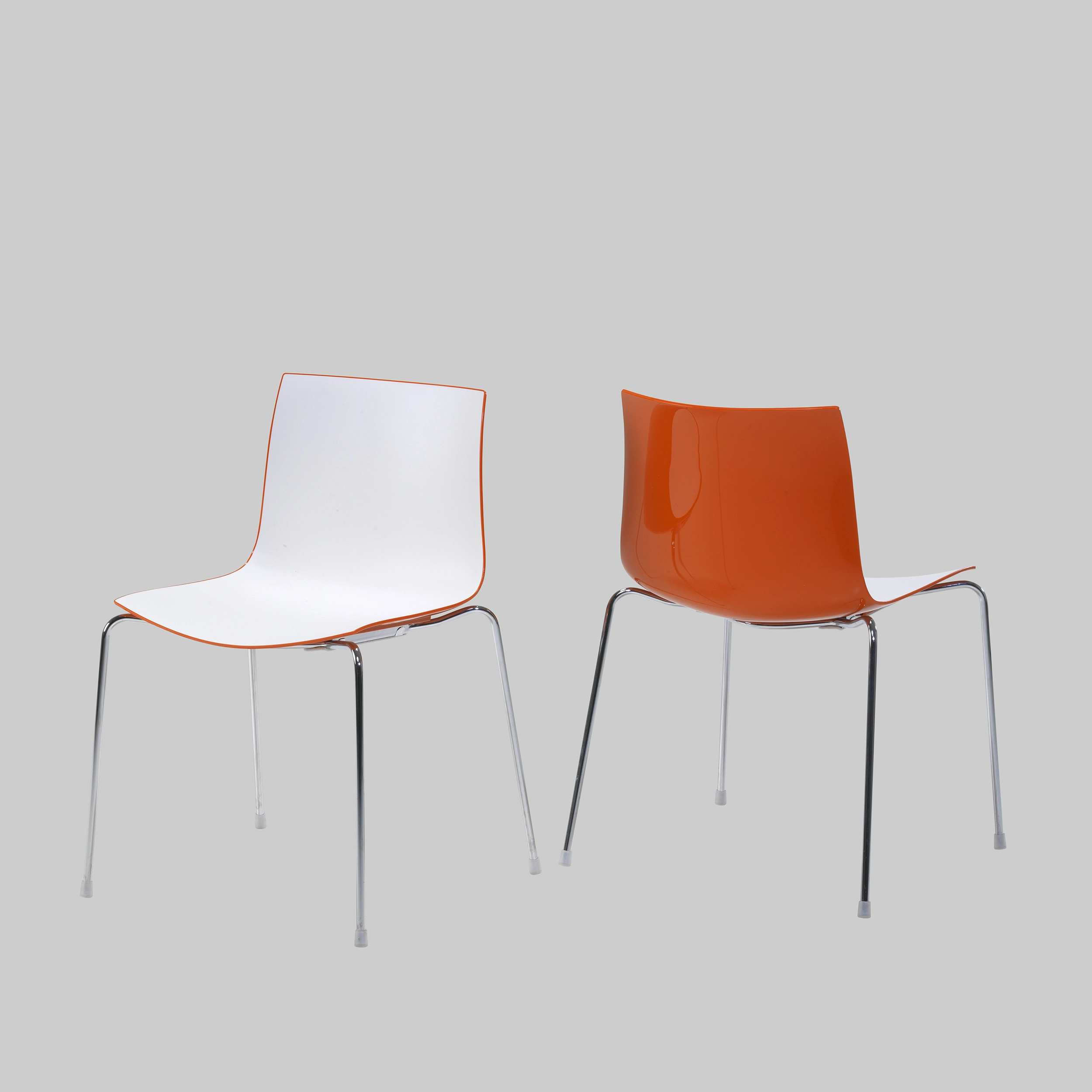 Stuhl CATIFA 46 Weiss-Orange / Chrom mieten bei ADEXPO