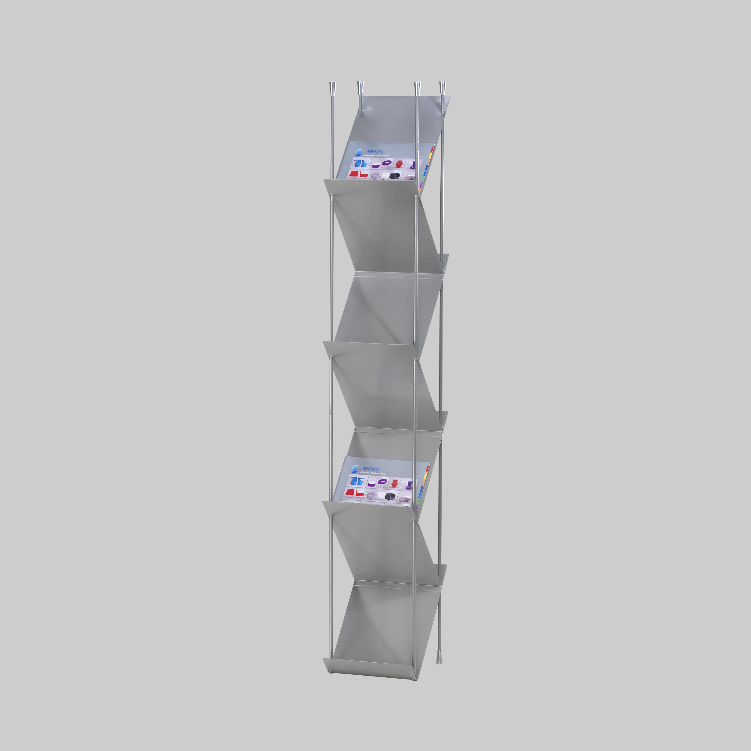 Prospektständer PROFESSIONAL 1 Zigzag Aluminium mieten bei ADEXPO