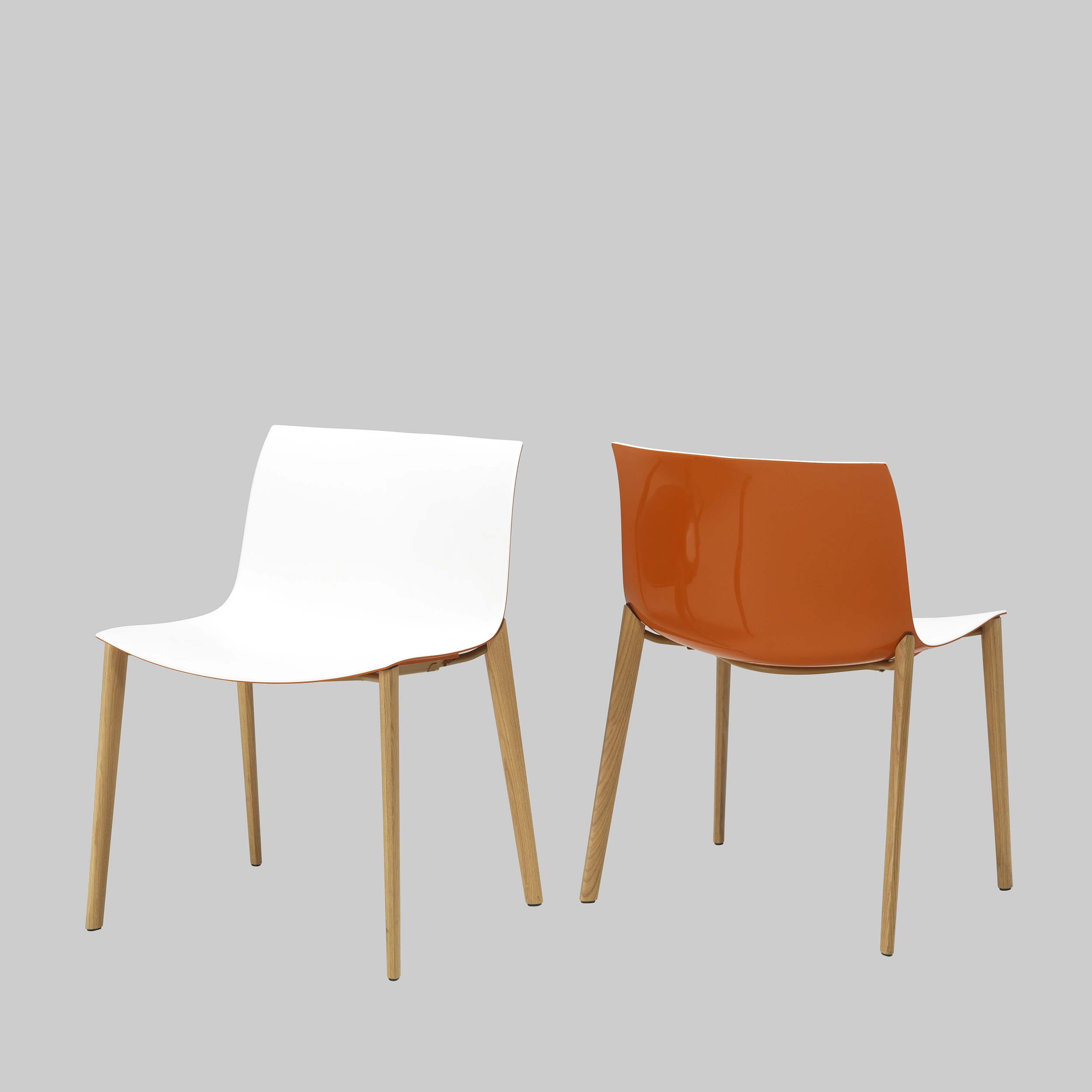 Stuhl CATIFA 53 Wood Weiss-Orange / Eiche mieten bei ADEXPO