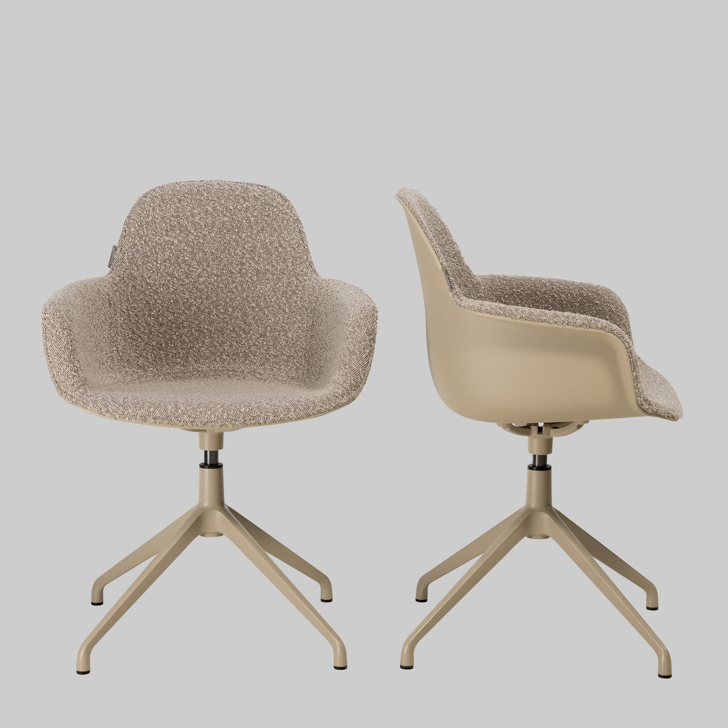 Stuhl mit Armlehnen ALBERT KUIP SWIVEL Taupe / Taupe mieten bei ADEXPO
