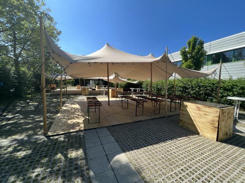 Zeltmembran 10 x 12 m sand- 120 qm - Tentickle, Flexzelt, Stretchzelt, Tipi Zelt, Partyzelt