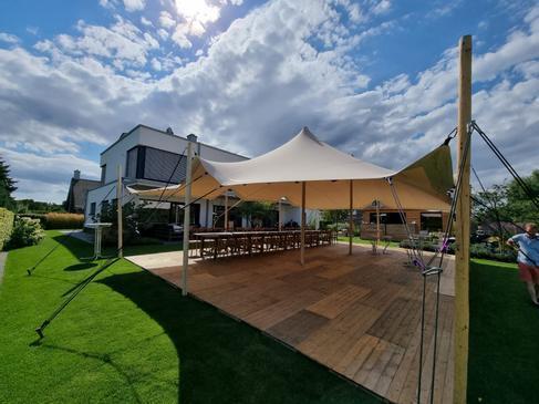 Stretchzelt, Tipi Zelt, Partyzelt, Zeltmembran 10 x 15 m sand - 150 qm - Tentickle, Flexzelt – 3