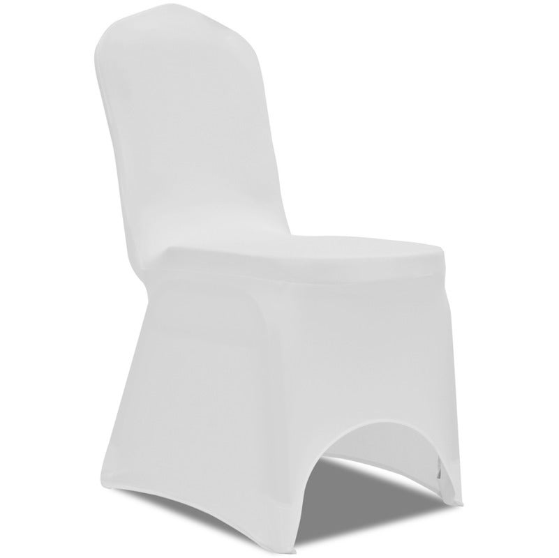 Komplettset Tisch + Stühle + Tischdecke + Stuhlhussen / Banketttisch rund inkl. Decke / Tischdecke weiß bodenlang inkl. 9x Bankettstuhl und Stretch-Stuhlhusse – 4