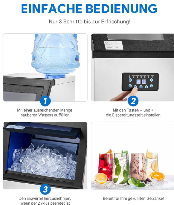 Vermietung Wilprep Kommerzielle Profi Eiswürfelmaschine 73kg/24H – 2
