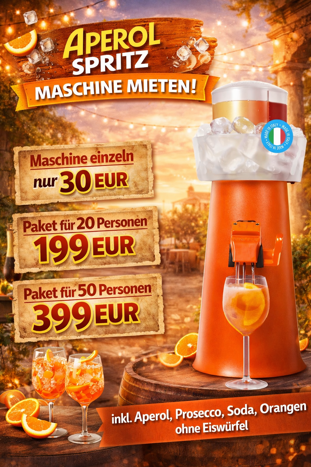 Aperol Spritz Maschine mieten – ab 30€ | Party Highlight!