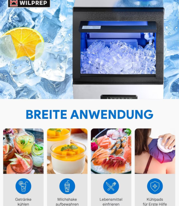 Vermietung Wilprep Kommerzielle Profi Eiswürfelmaschine 73kg/24H – 3