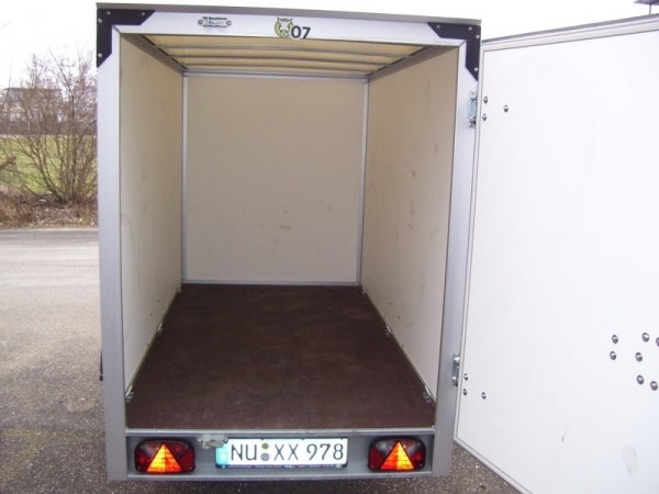 M Kofferanhänger mit Türe, Anhänger mit Kofferaufbau 150 cm, 1300 kg Zul. Ges. Gewicht – 3