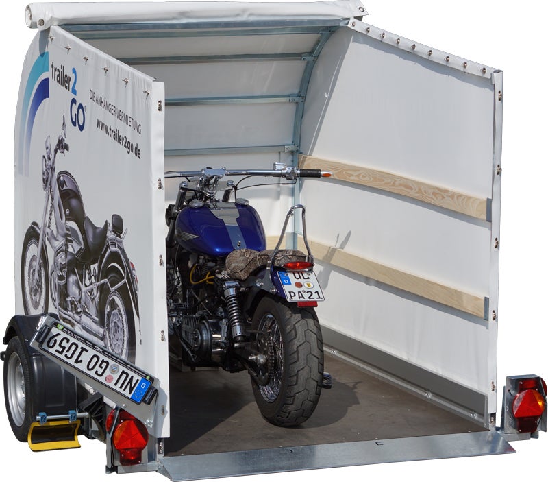 L Motorradanhänger für 1 Motorrad, gebremst 1,3 to. Absenkbar Octopus
