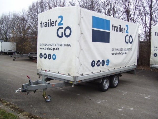 XL mit Plane, Hochlader Allzweckanhänger mit Plane, Anhänger mit Plane 200 cm, 2700 kg Zul. Ges. Gewicht