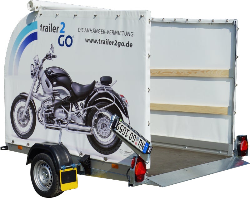 L Motorradanhänger für 1 Motorrad, gebremst 1,3 to. Absenkbar Octopus – 2
