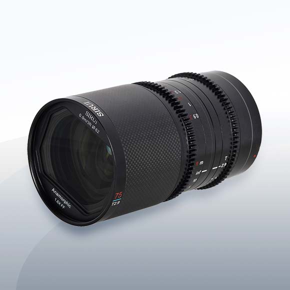 Sirui 75mm T2.9 1.6x Anamorphic Carbon Neutral-Flare (Sony E-Mount) mieten – ab 22 €/Tag – 2