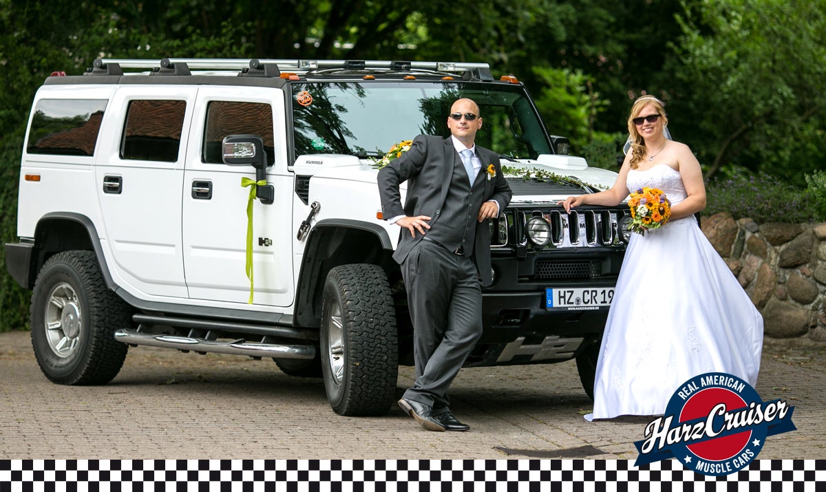 Hummer H2 in weiß - das ganz besondere Hochzeitsfahrzeug
