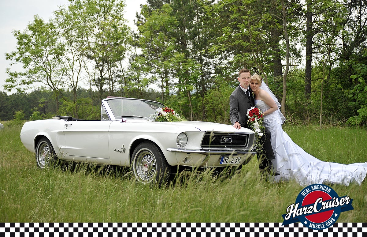 1967er Ford Mustang Cabriolet als Hochzeitsfahrzeug