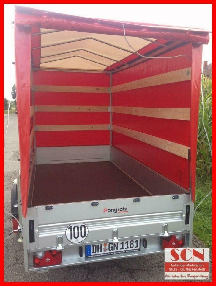 Pongratz Anhänger m Plane 1300kg 300x150x180 cm mieten in Stuhr – 3
