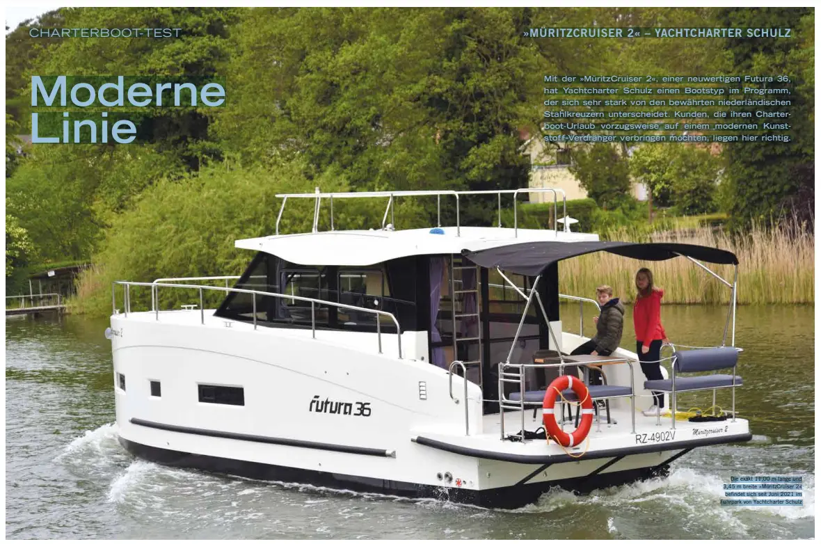Hausboot Futura 36 „Müritzcruiser“ mieten – 6 Personen, ab Waren (Müritz)