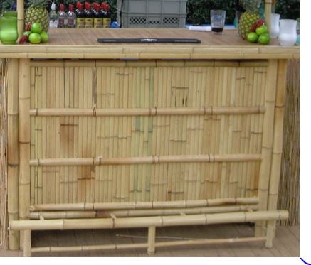 Bambusbar mit 3 Barhocker – 2
