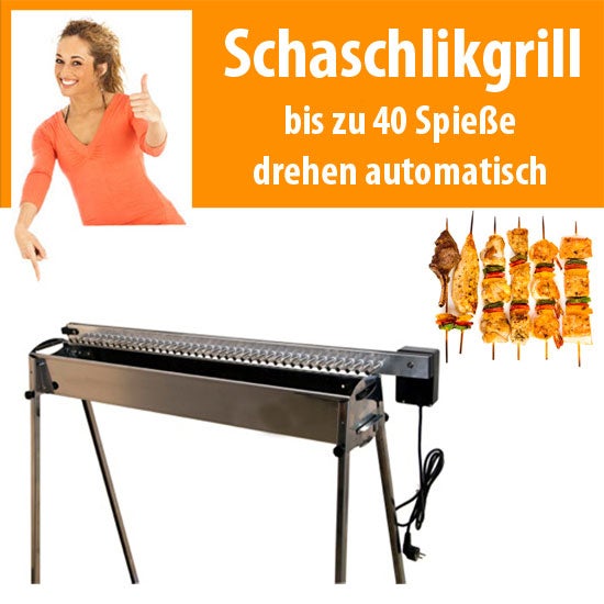 Schaschlik Grill - bis zu 40 Spieße drehen voll automatisch