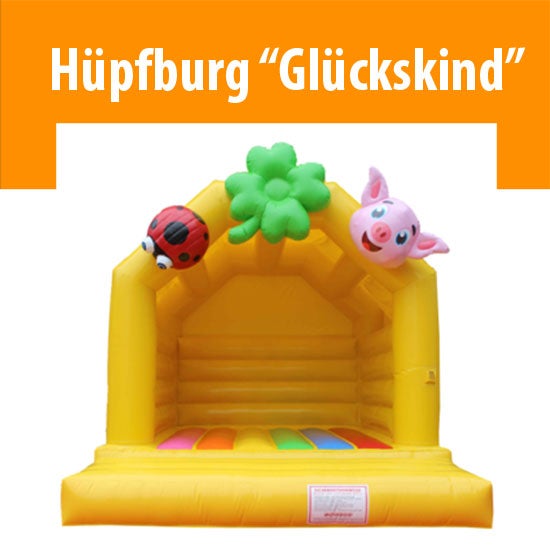 Hüpfburg "Glückskind" mit Sicherheitsnetz und Dach für bis zu 10 Kinder – 2