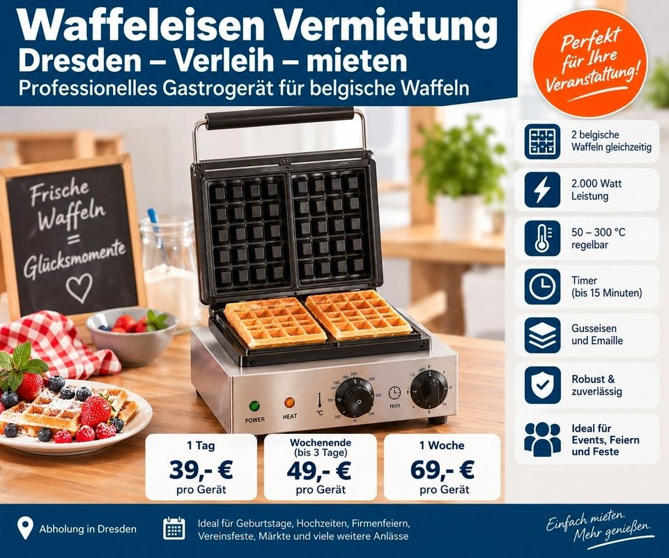 Waffeleisen Profi Gerät mieten in Dresden bei Vermietung W.S. Sommer