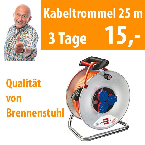 Kabeltrommel für außen 25 m Kabel Verlängerung Kabelverlängerung
