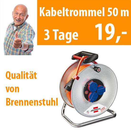 Kabeltrommel für außen 50 m Kabel Verlängerung Kabelverlängerung