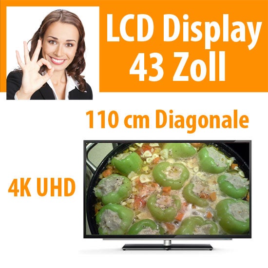 43" LCD Display Fernseher TV Monitor 4K UltraHD 3.840 x 2.160