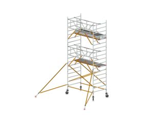 Breites Aluminium-Rollgerüst, fassadenunabhängig, mit Safe-Quick Guardrail, 11,2 m hoch mi