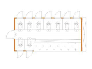 Toiletteneinheit, 6 Meter - 9 Toiletten und Pissoirrinne mieten