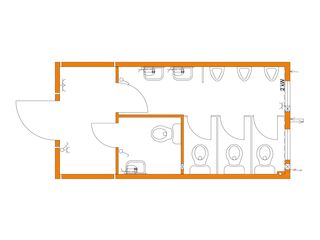 Kombinierter Raumcontainer, Toilette/Handwaschbecken mieten