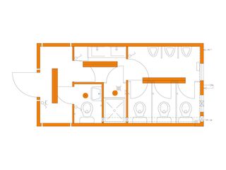 Sanitärcontainer mit Toiletten und Dusche mieten