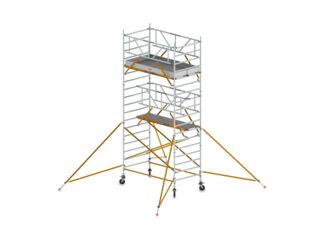Breites Aluminium-Rollgerüst, freistehend, mit Safe-Quick Guardrail, 12,2 m hoch mieten