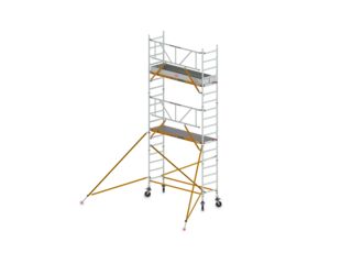 Schmales Aluminium-Rollgerüst, fassadenunabhängig, mit Safe-Quick Guardrail, 3,2 m hoch mi
