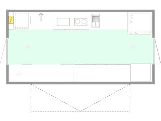 Küchenunit 6x3m mit Ausgabetheke mieten