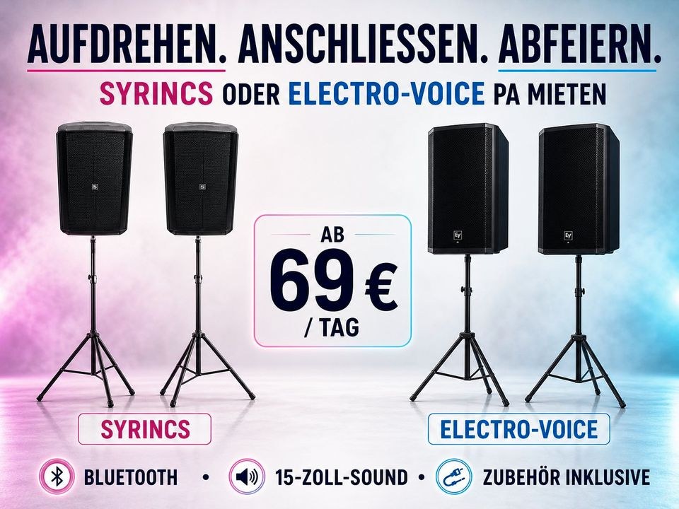 Musikanlage Syrincs Electro Voice PA mieten in Hamm – Party-Sound