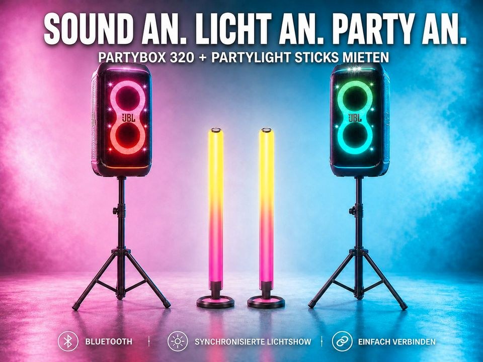 JBL PartyBox 320 einzeln als Duo Set mieten in Hamm – Party-Sound
