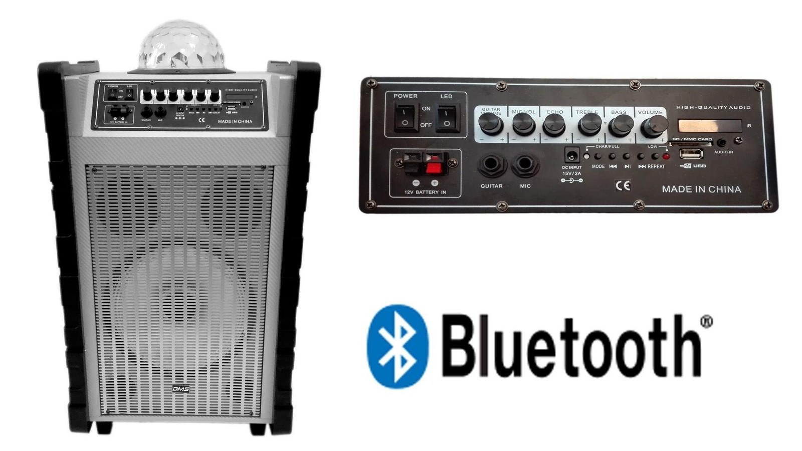 Mobile Musik Sound Anlage PA tragbare Lautsprecher Box mit Akku DJ Mus