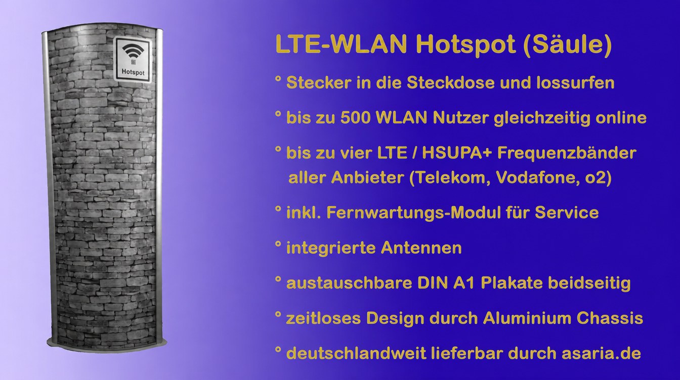 WLAN Internet Event Hotspot WiFi Säule für Veranstaltungen Internetzug mieten in Berlin
