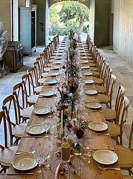 Rustikaler Holztisch / Crossback mieten für Vintage Hochzeit – 3