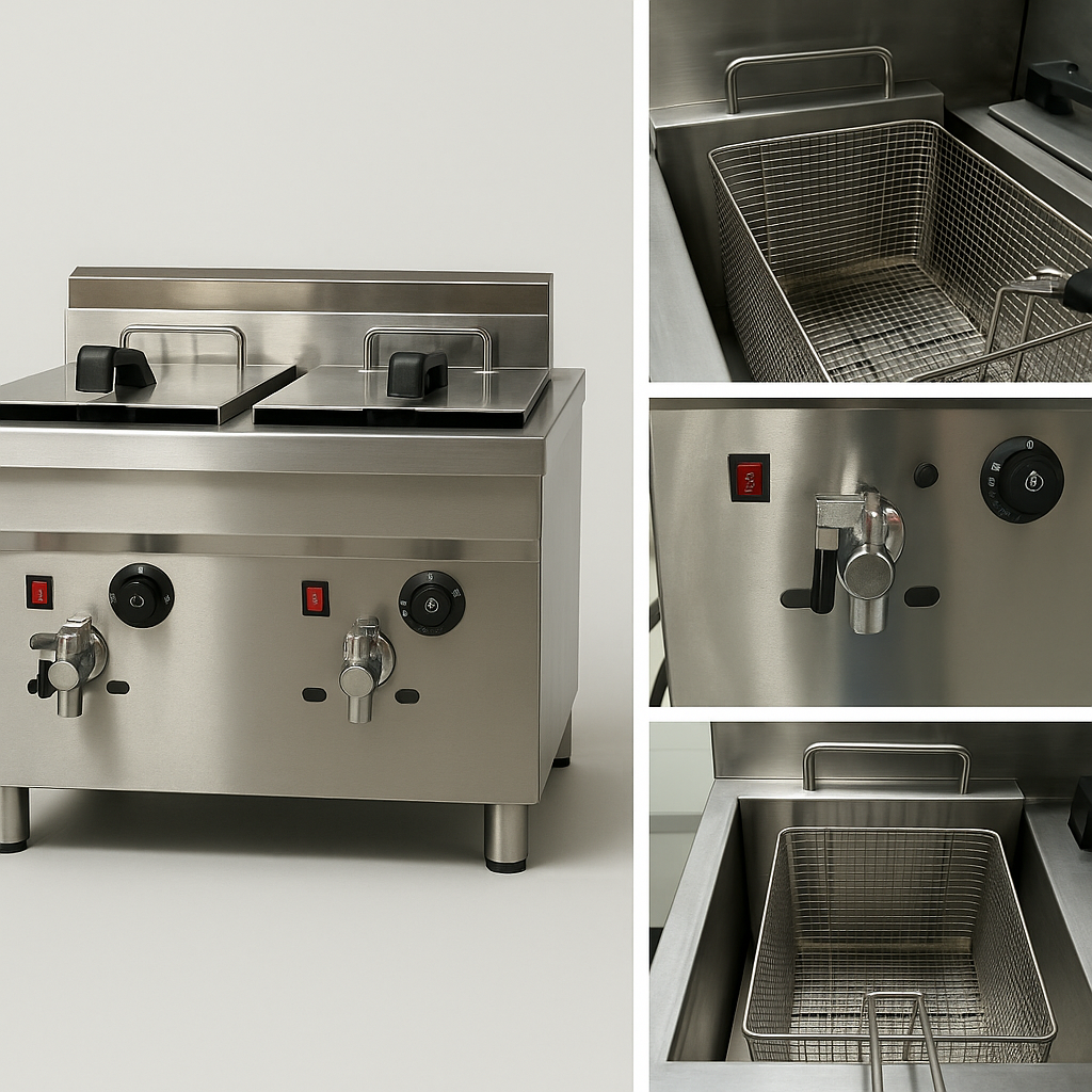 Profi-Doppel-Fritteuse aus Edelstahl – Ideal für Gastronomie