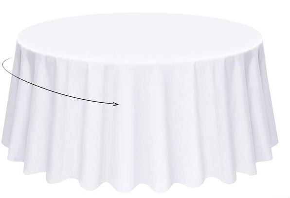 Runde Tischdecke, weiße runde Tischdecke, runde Tischdecke 228CM, weiße Tischdecken, runde, waschbare Tischdecke aus Polyestergewebe für Hochzeiten