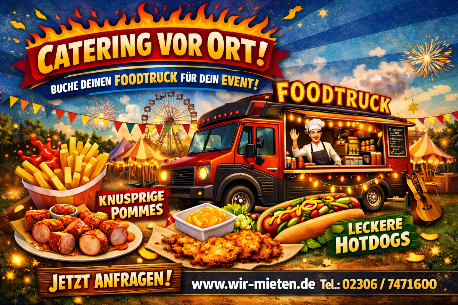 Imbisswagen mit Personal, Pommesbude, Catering, Feier, Geburtstag, Hochzeit, Polterabend, Imbissstand mieten, Imbisswagen mit Personal mieten, Verkaufsanhänger, Pommeswagen mieten, Foodtruck mieten, m – 2
