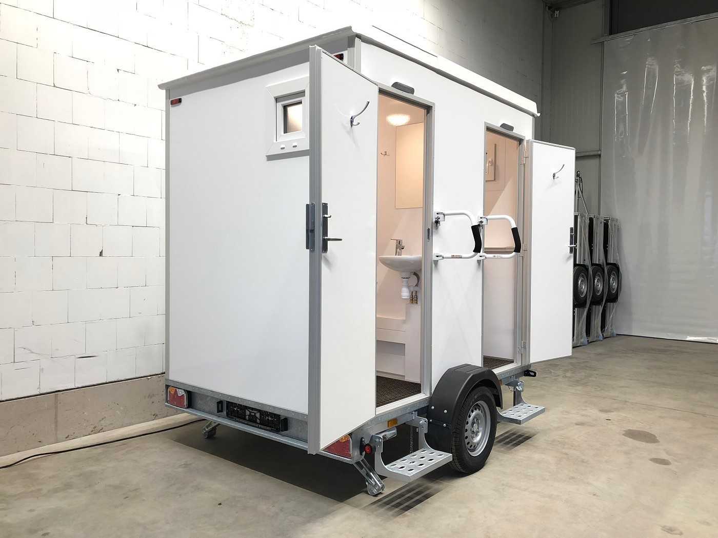 Toilettenanhänger Toilettenwagen 2 WC + 1 Urinal 750 kg Gesamtgewicht – 4